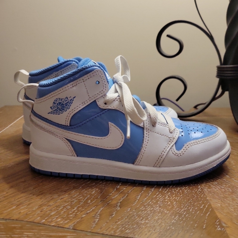 Nike Jordans Kids Blue and White High-Top Sneakers